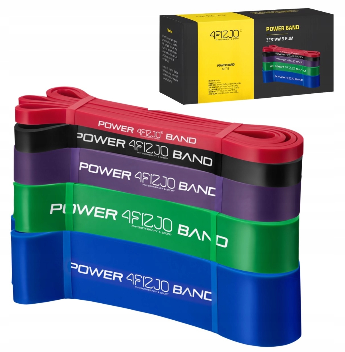 

4FIZJO Zestaw Gum Do Ćwiczeń Power Band 5 Sztuk