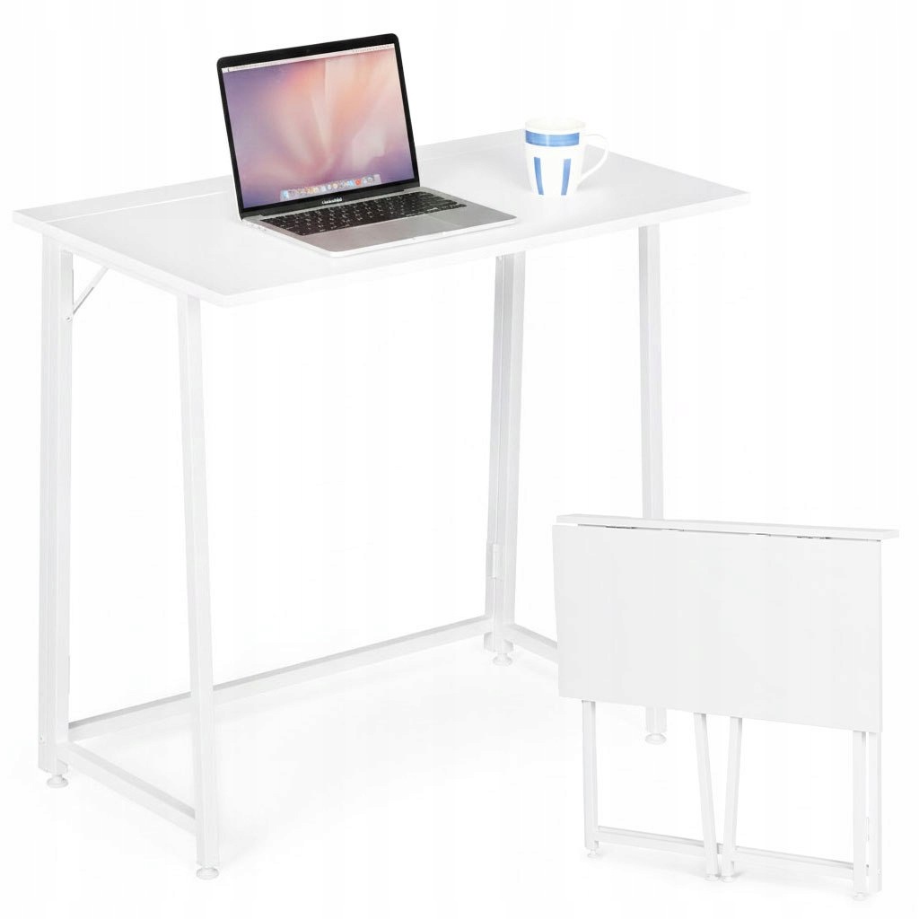 Skládací počítačový stůl 80x45 cm stolek pod notebook bílý ModernHome Mo