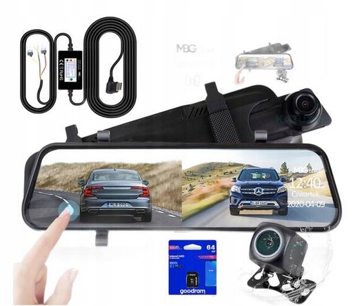 Videorekordér V Spätnom Zrkadle 10'' 170° 2K+FHD HS900PRO Karta 64GB