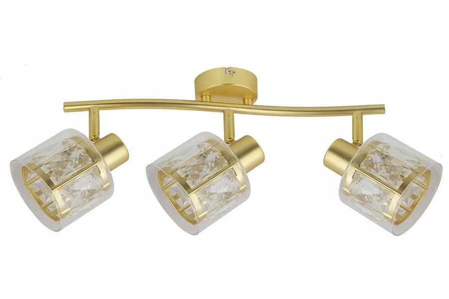 Stropná lampa glamour trojitá, zlaté sklenené tienidlá do spálne Reality
