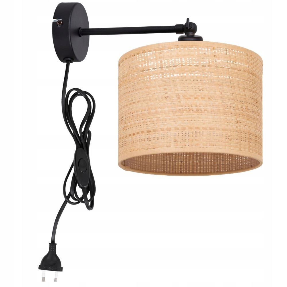 

Lampka Ścienna Kinkiet Ratan Rattan Z Wtyczką Led