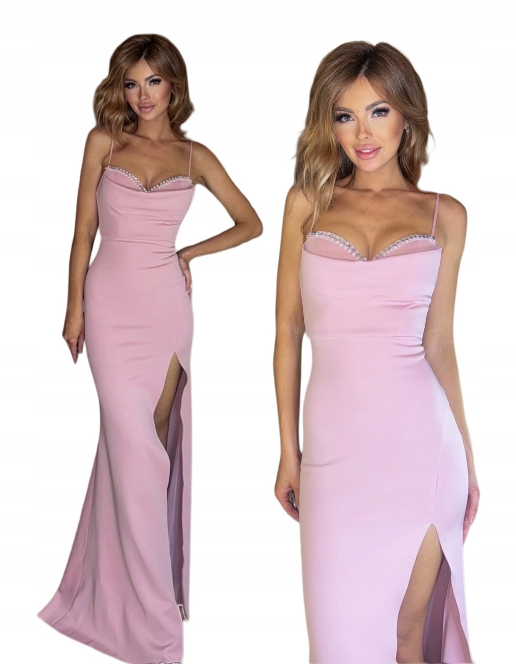 Těžká Pudrová Růžová Dlouhá Šaty rybička na Silvestra Svatební Hostina M