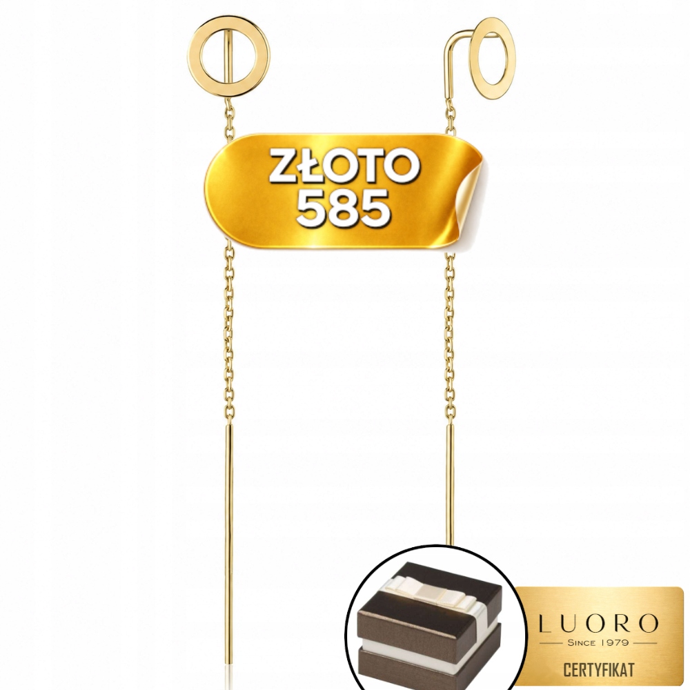 Náušnice Zlaté 585 14K Provlékací Kolečka 6,8 CM Elegantní Klasické