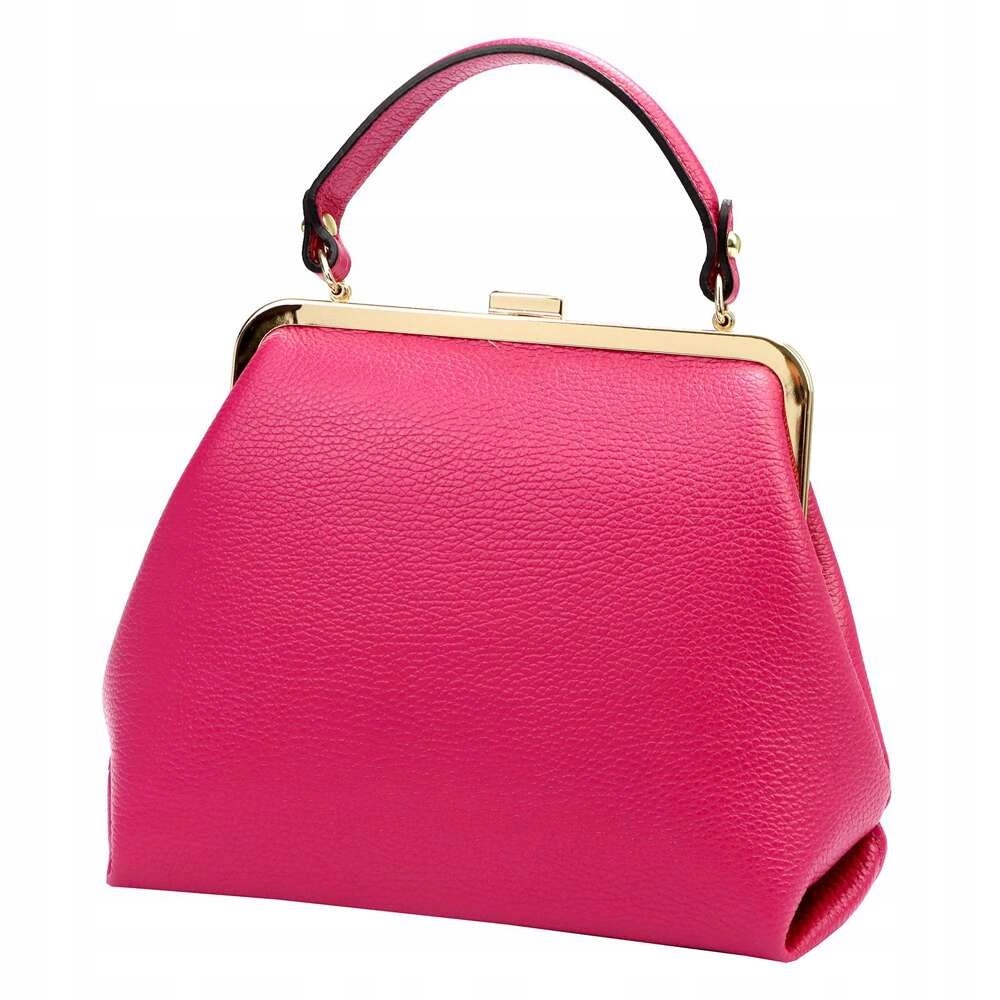 Dámská kožená kabelka Kufřík Luka 24-024 Fuchsia s nastavitelným popruhem