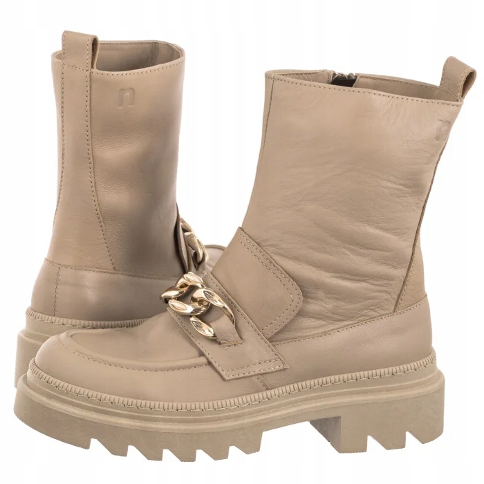 Dámské Kotníkové Boty kožené Nessi béžové 22359