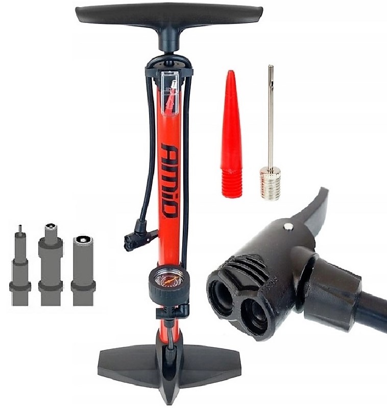 STACJONARNA POMPKA ROWEROWA METALOWA MANOMETR