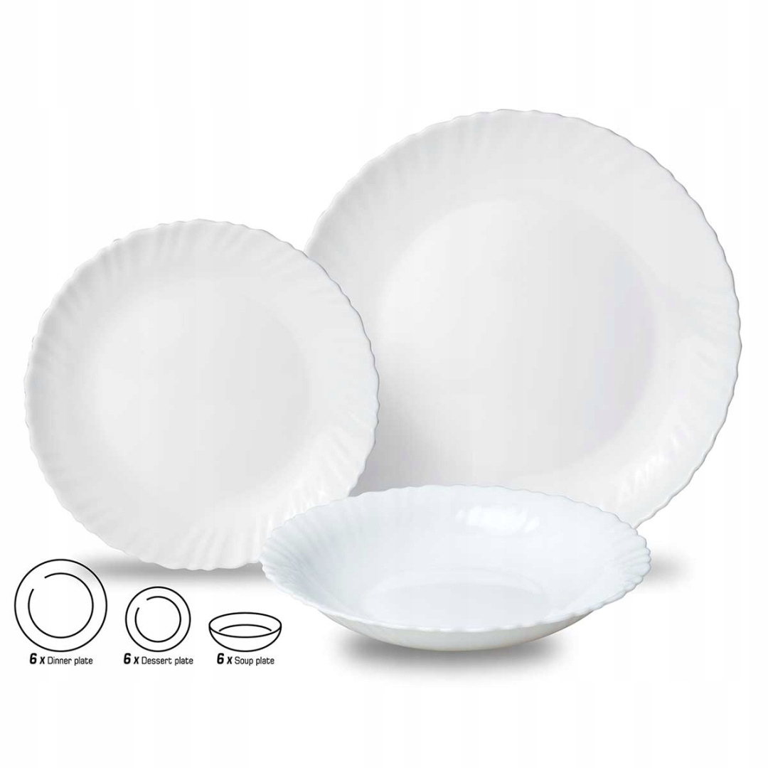 Opálový Jídelní Set Pro 6 Osob 18 Dílů Kinghoff KH-1875