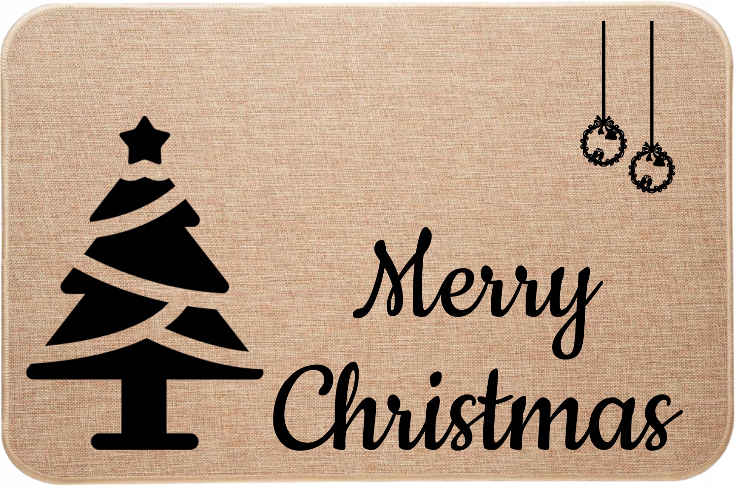 Vánoční lněná rohožka Merry Vánoční stromeček s vánočními ozdobami