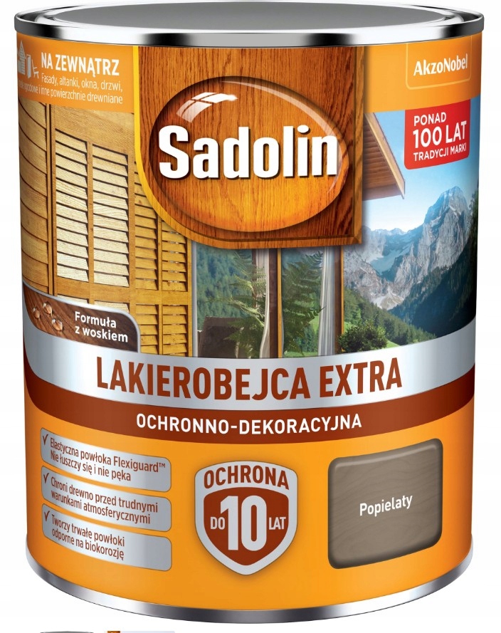 Sadolin Extra- lakierobejca do drewna, popielata, 5l