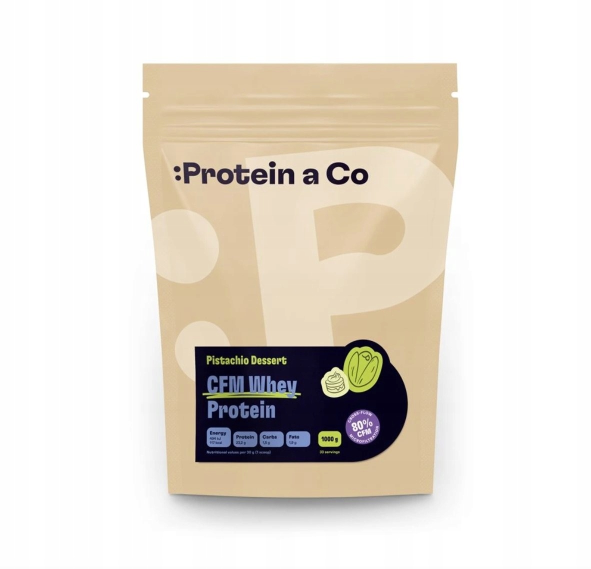 Protein a co Cfm Whey Protein 80 (1000 g) Pistachio dessert