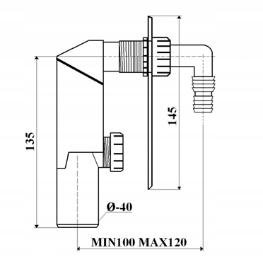 SYFON PRALKOWY DO PRALKI PODTYNKOWY fi 40 chrom Marka inna