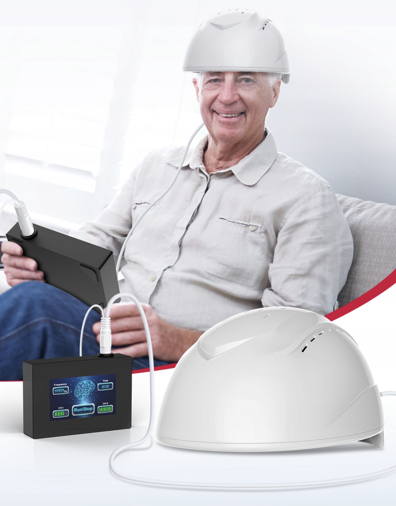 Led přilba pro fotobiomodulaci světelné terapie