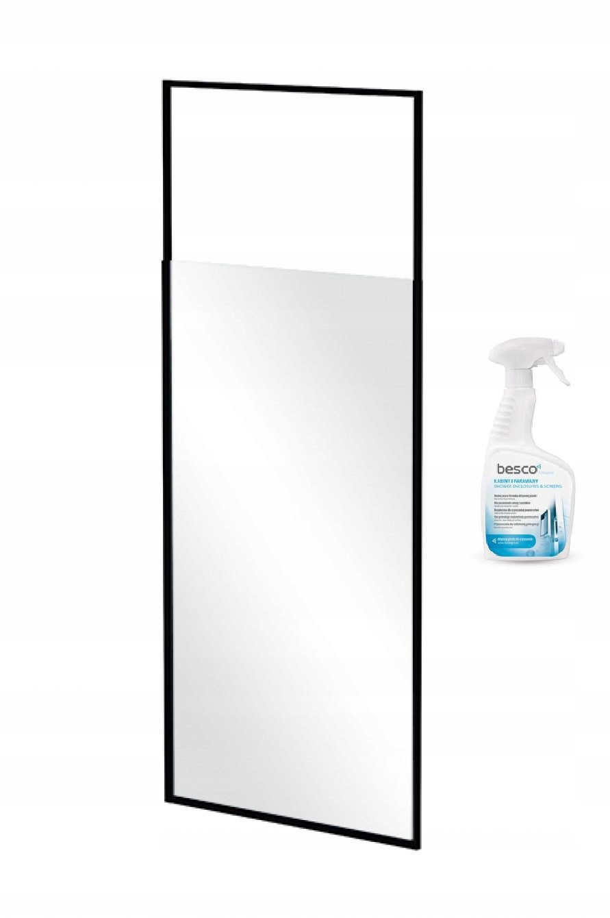 Ścianka Szyba Prysznicowa Kabina Besco Icon Black 100 cm. Drzwi Szkło 8 mm