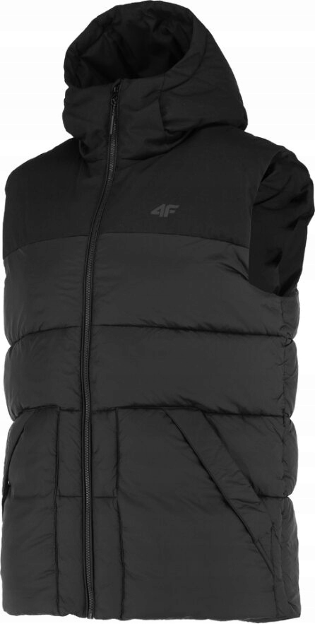 4F CIEPŁA KAMIZELKA Z KAPTUREM GRUBA BEZRĘKAWNIK PUCHOWY M151 CZARNY r. XL Kolekcja 4FAW22TDJAM151