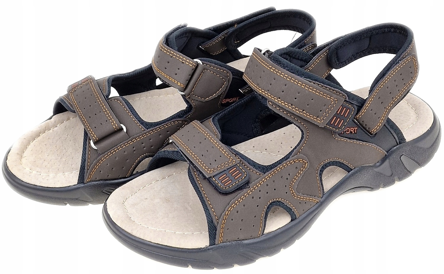 Klapki na Rzepy Sandały Męskie Lekkie Skóra r. 44 Marka inna