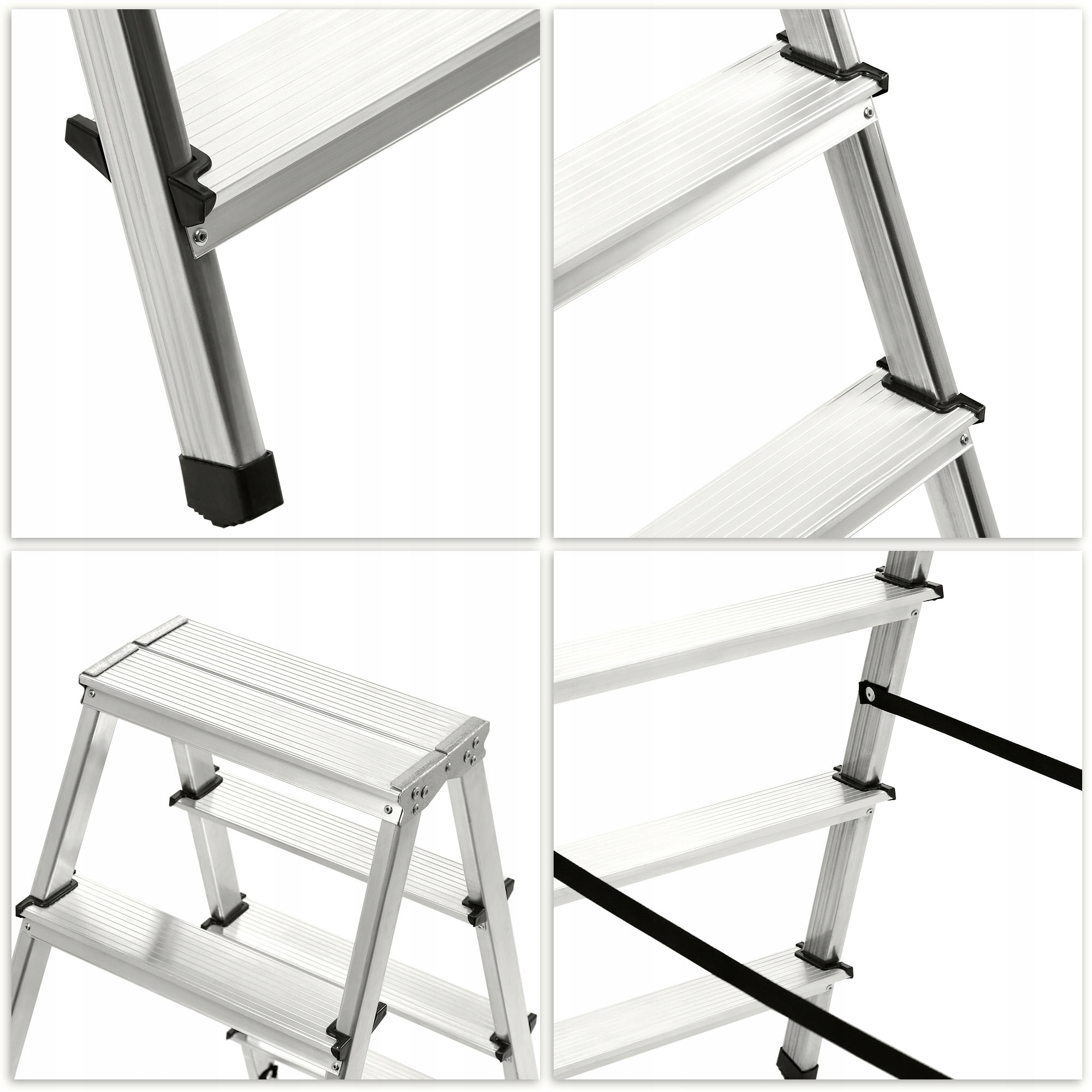 TABORET SKŁADANY PODEST DRABINKA 59cm ALUMINIOWY 3 STOPNIE 125kg Szerokość mebla 41 cm