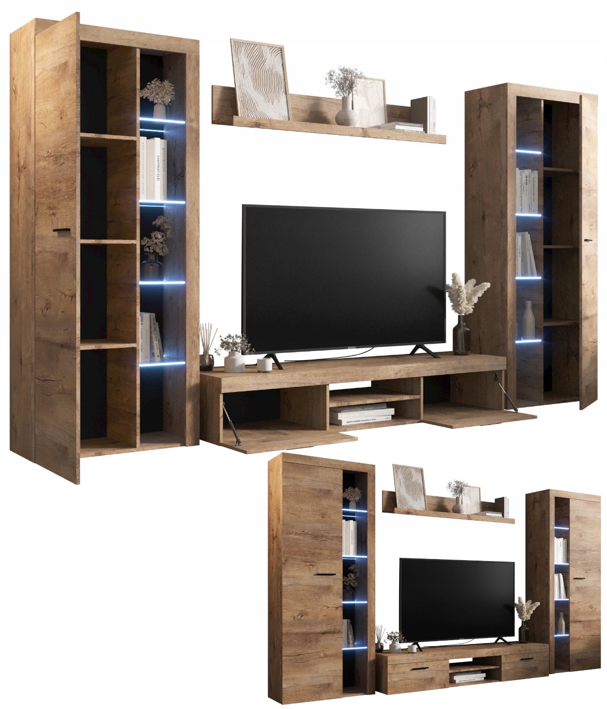 Nábytková Stěna Klasická sada nábytku LMRX3 Lefkas Regály Rtv skříňka O-sofa