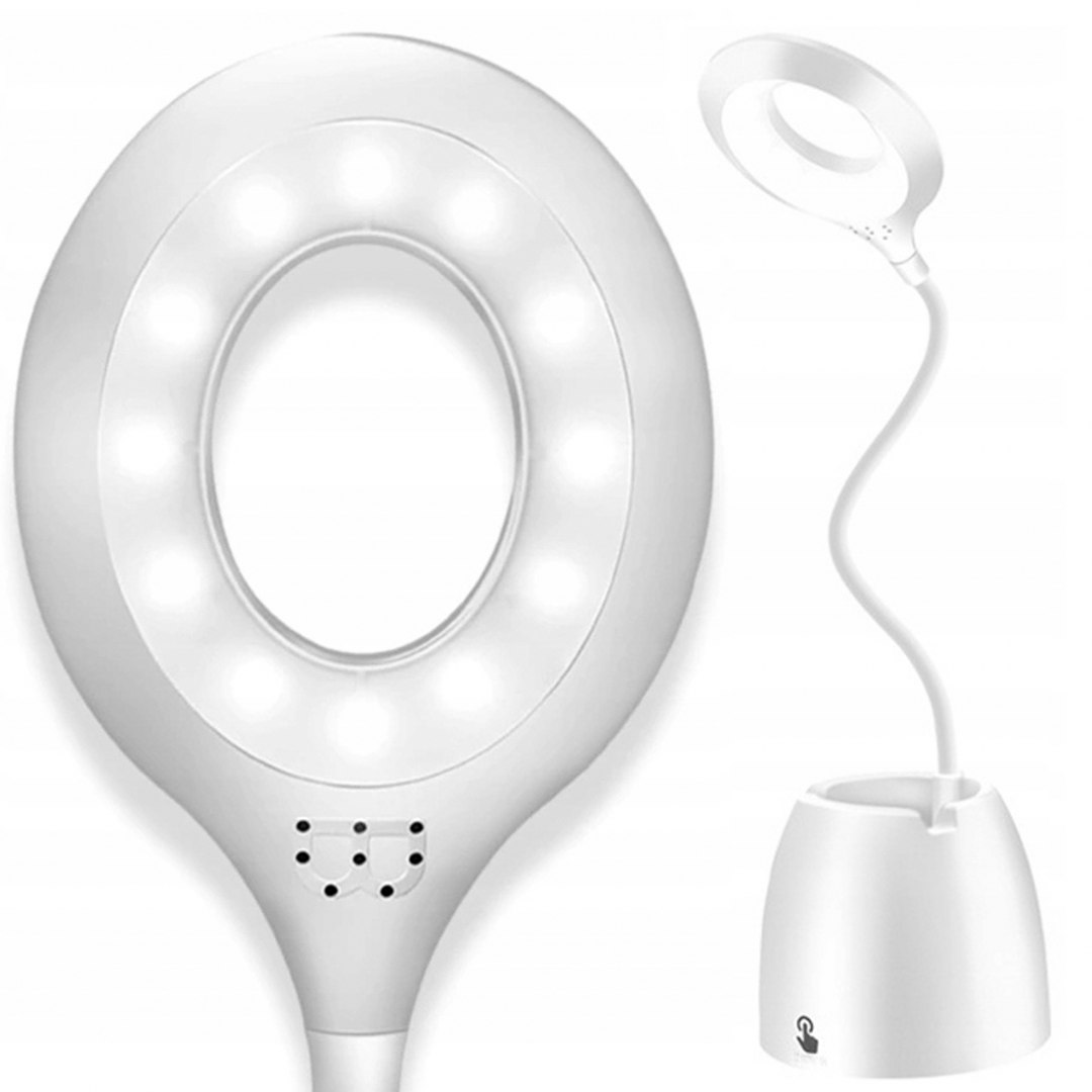 

Lampka Biurkowa Led Biała Z Pojemnikiem