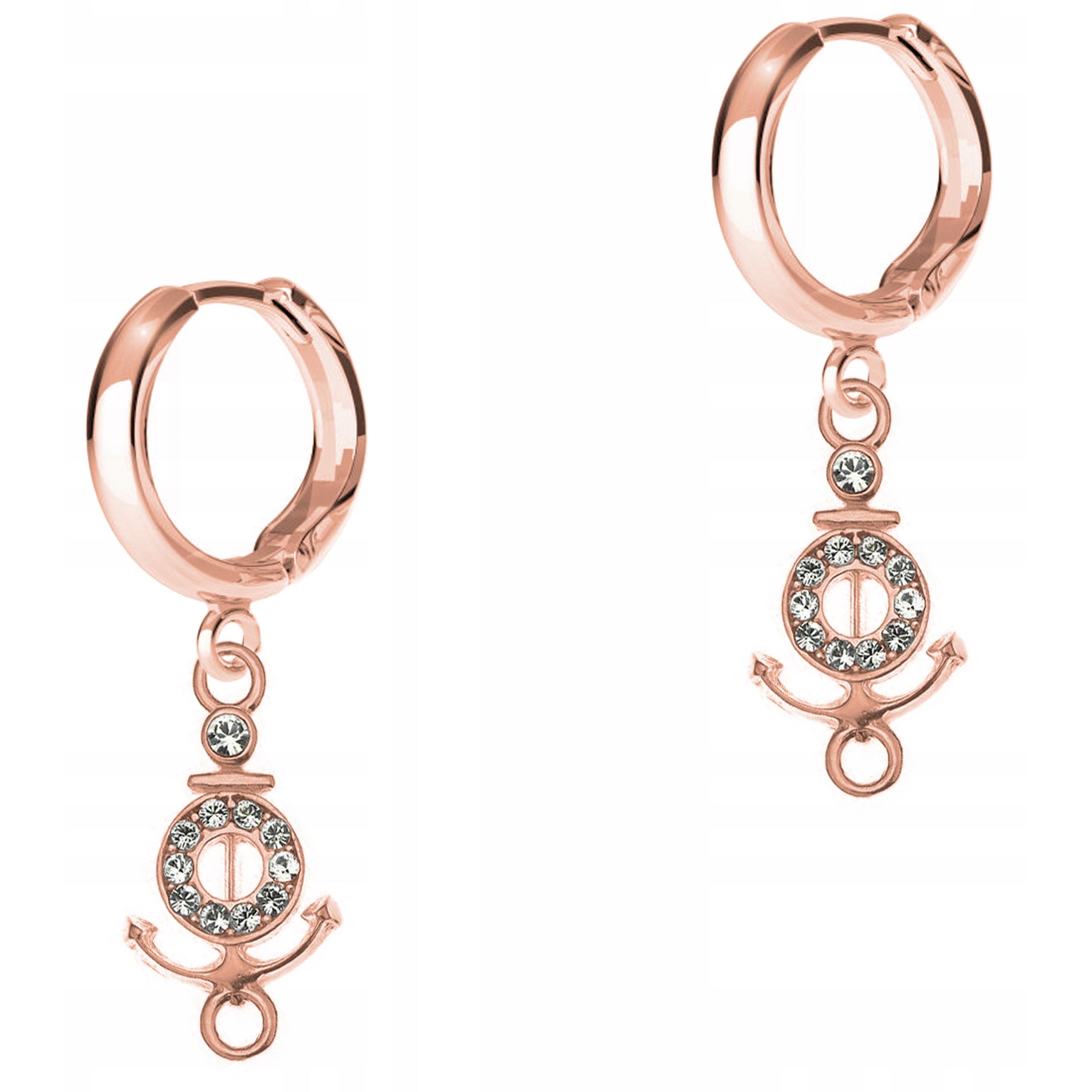 Náušnice Pozlacená kotva Loď Boat Loď Moře s zirkony Stříbro 925