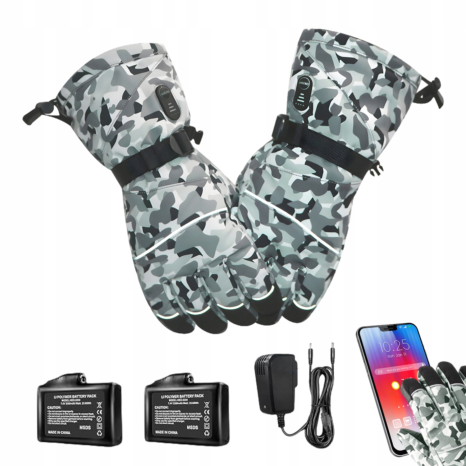 Podgrzewane Rękawice Narciarskie Męskie Damskie Ogrzewane Wodoodporne