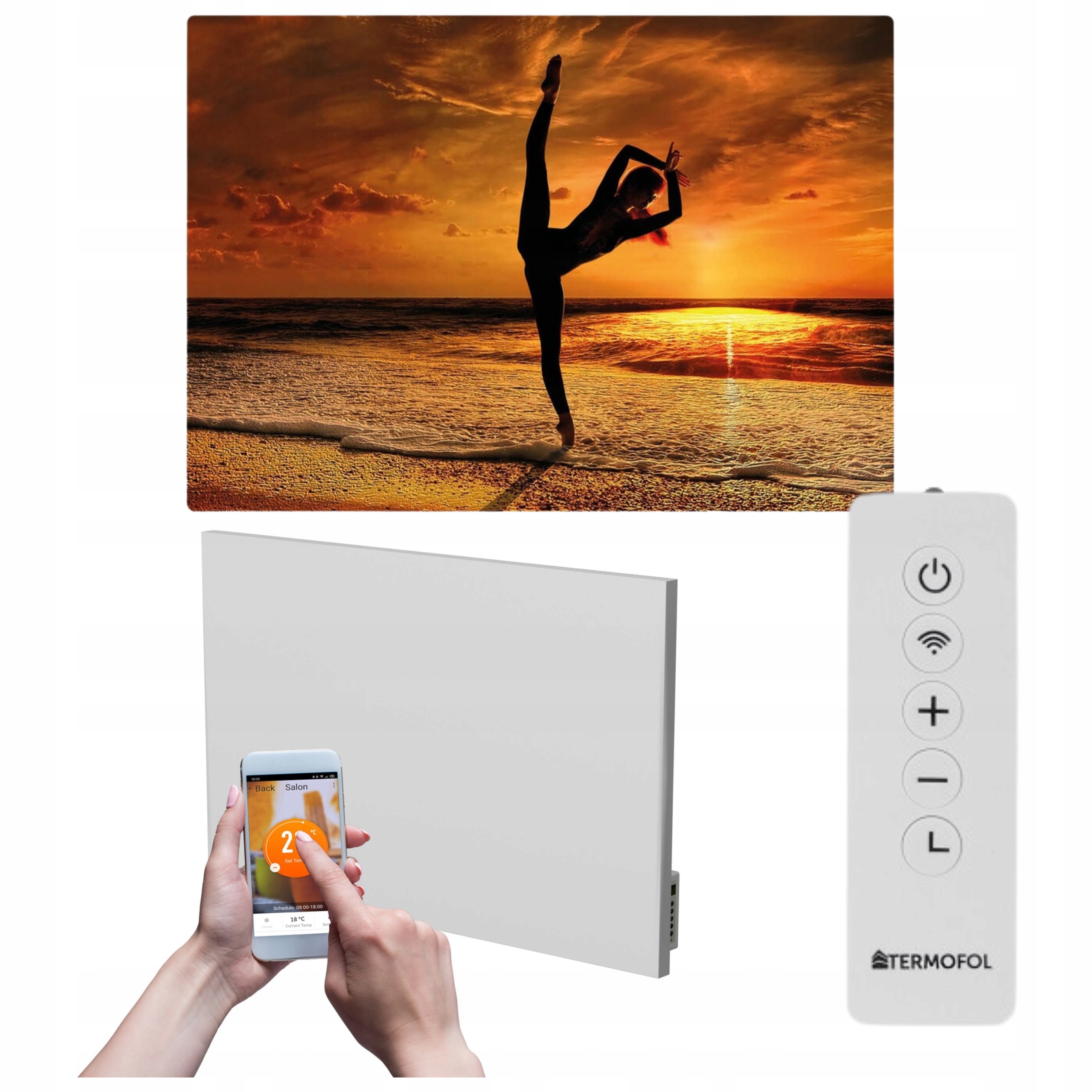 Infračervený ohrievač obraz tanečnica západ slnka 500 W 85x60 cm WiFi