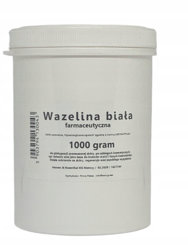 WAZELINA BIAŁA FARMACEUTYCZNA KOSMETYCZNA 100% CZYSTA BEZ DODATKÓW 1000g