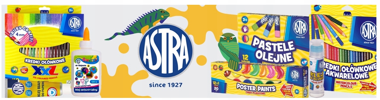 kredki trójkątne dwustronne 12szt. + temperówka ASTRA | 0825 — 8