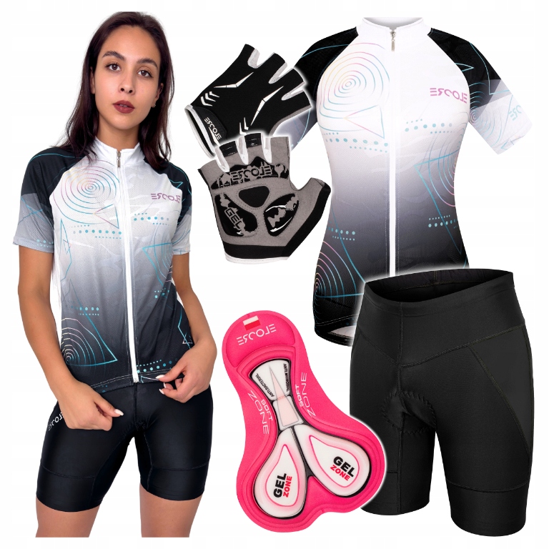 Oblečení na kolo Dámské cyklistické oblečení velikost S M Tričko Kraťasy Rukavice