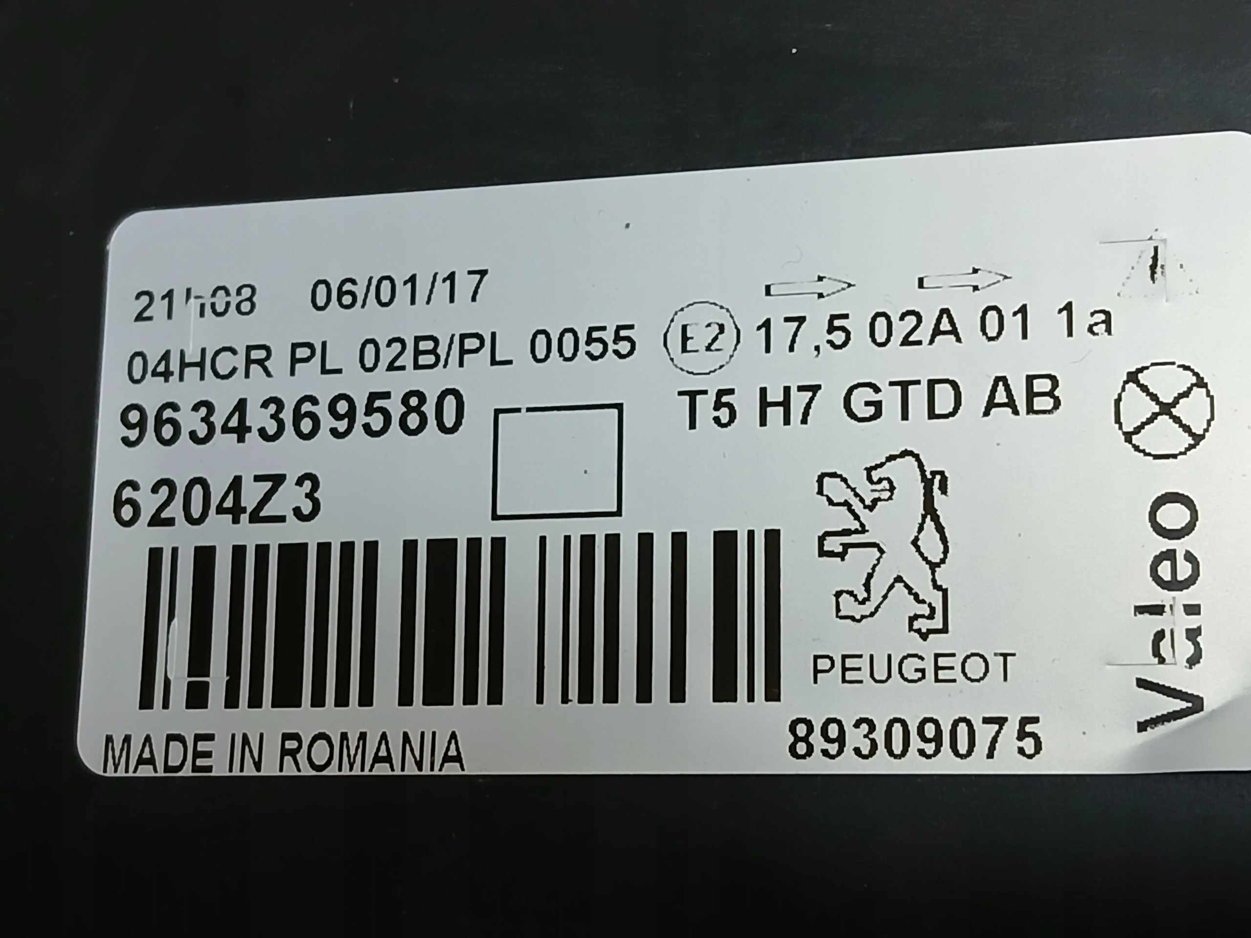 light front left PEUGEOT 307 9634369580
