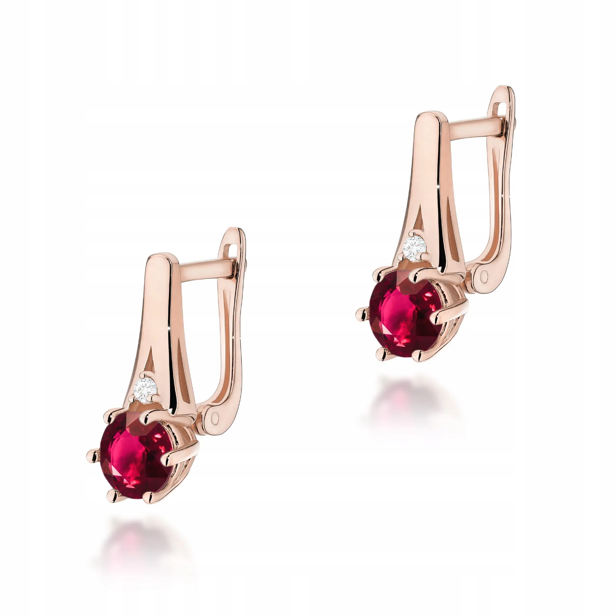 Złote kolczyki Rubin 2 x 0,60ct różowe złoto pr. 585