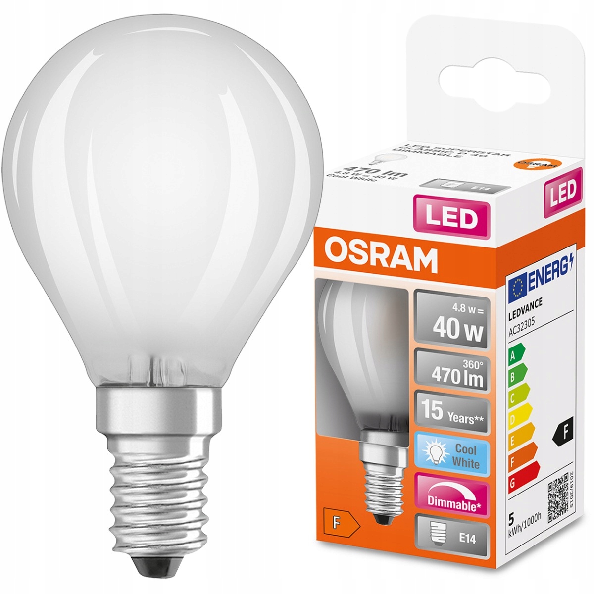 

Żarówka Led E27 4,8W 40W 4000K Ściemnialna Osram