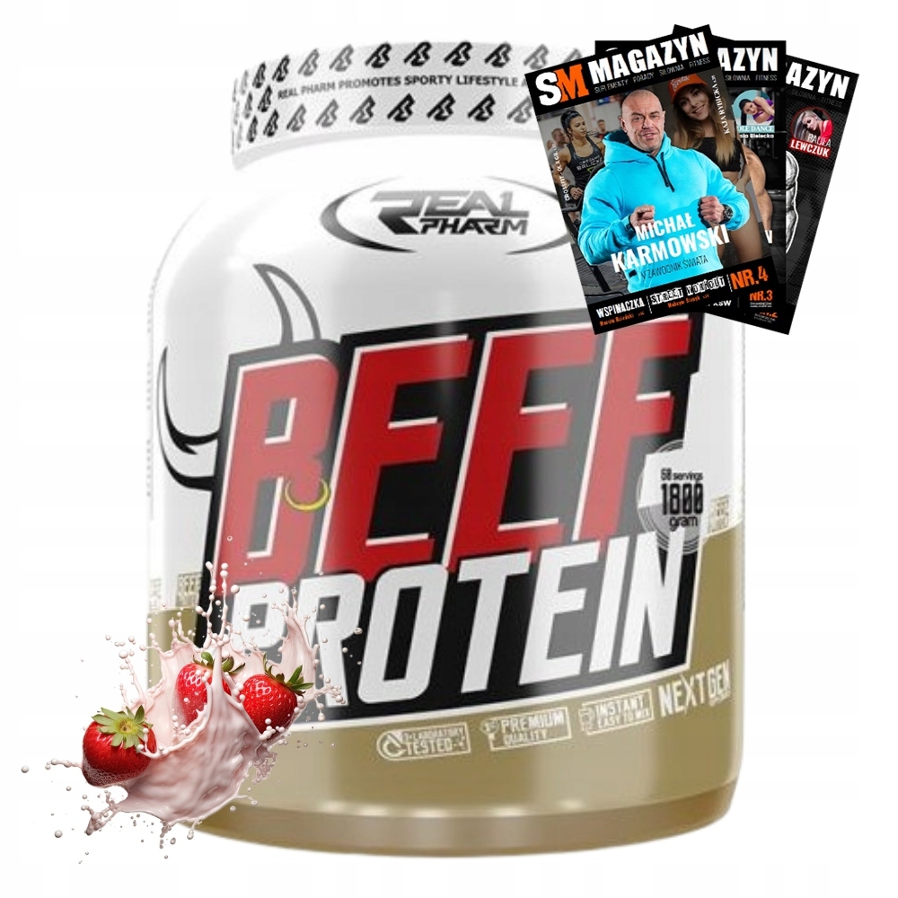 Real Pharm Beef Whey 1800 g Hovězí Bílkoviny Protein Doplněk Stravy Masa Síla