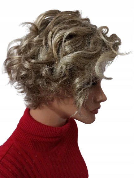 Krátká paruka syntetická, vlnité vlasy mono part lace Frederica 10/14/80/8r