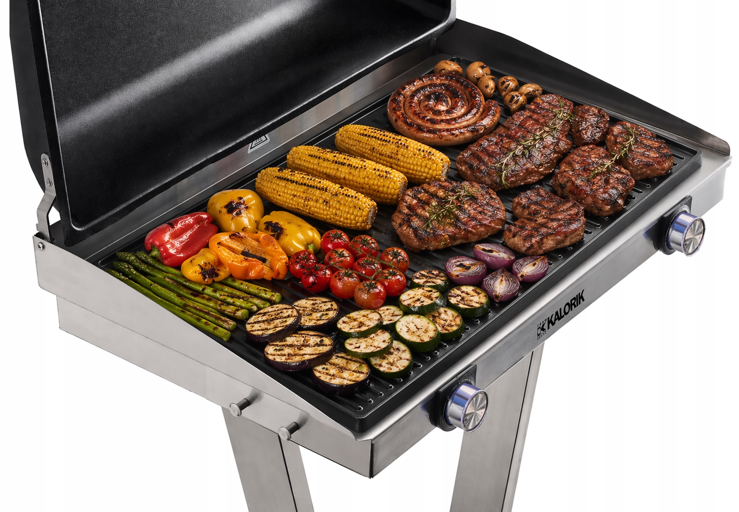 Grill Elektryczny Ogrodowy Duży Stojący 2500W 2 Strefy 58CM Na Balkon Taras
