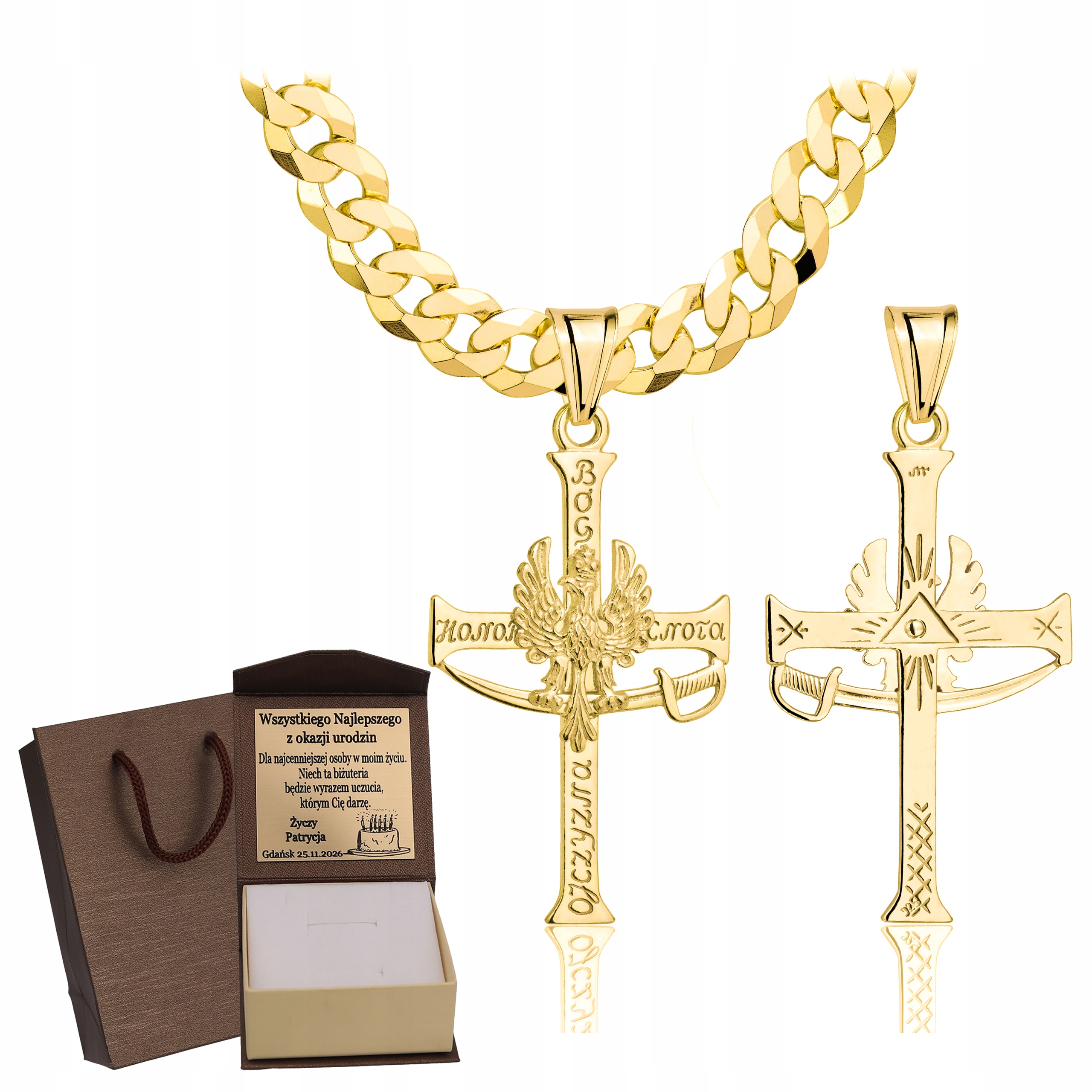 Zlatý Plný Řetízek Pánský Pancr S Křížkem Ryzost 925 585 Gravírování Bonus