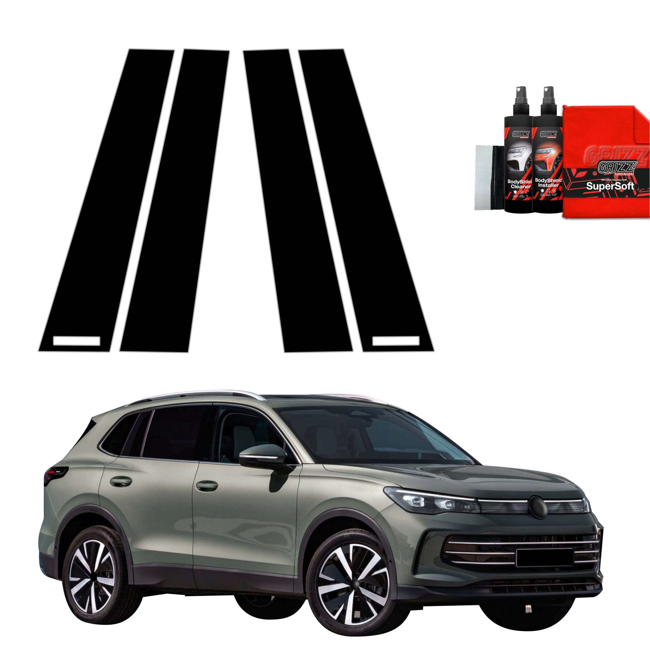 4v1 Černá fólie na sloupky pro Volkswagen Vw Tiguan 3 (2024-2025)