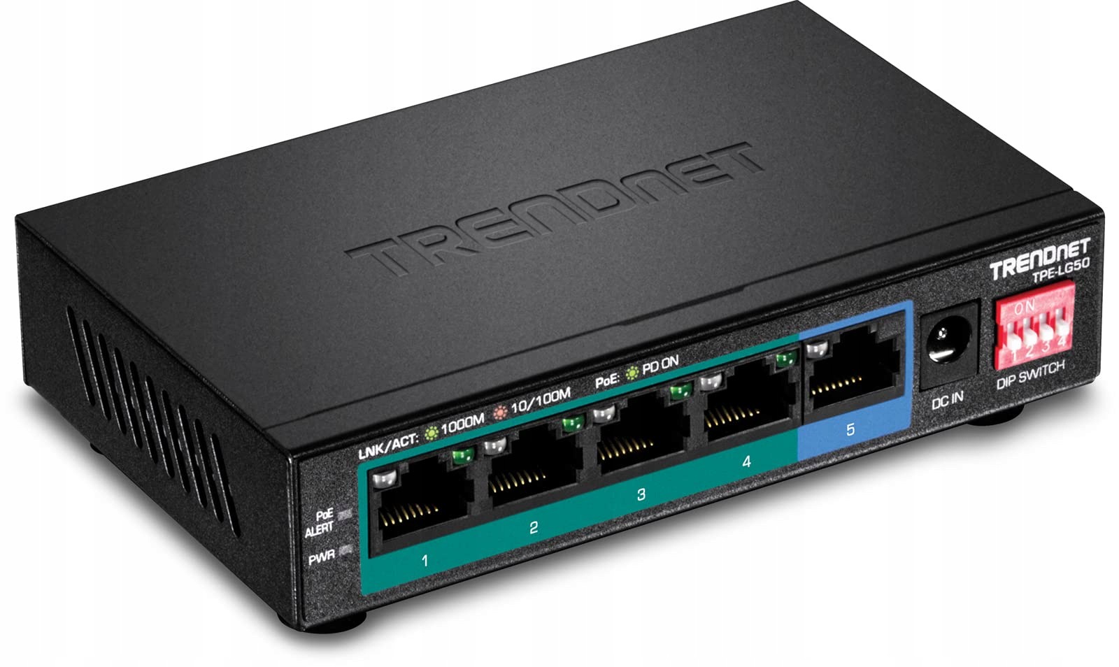TRENDnet TPE-LG50, 5portový gigabitový PoE+ Switch, černý