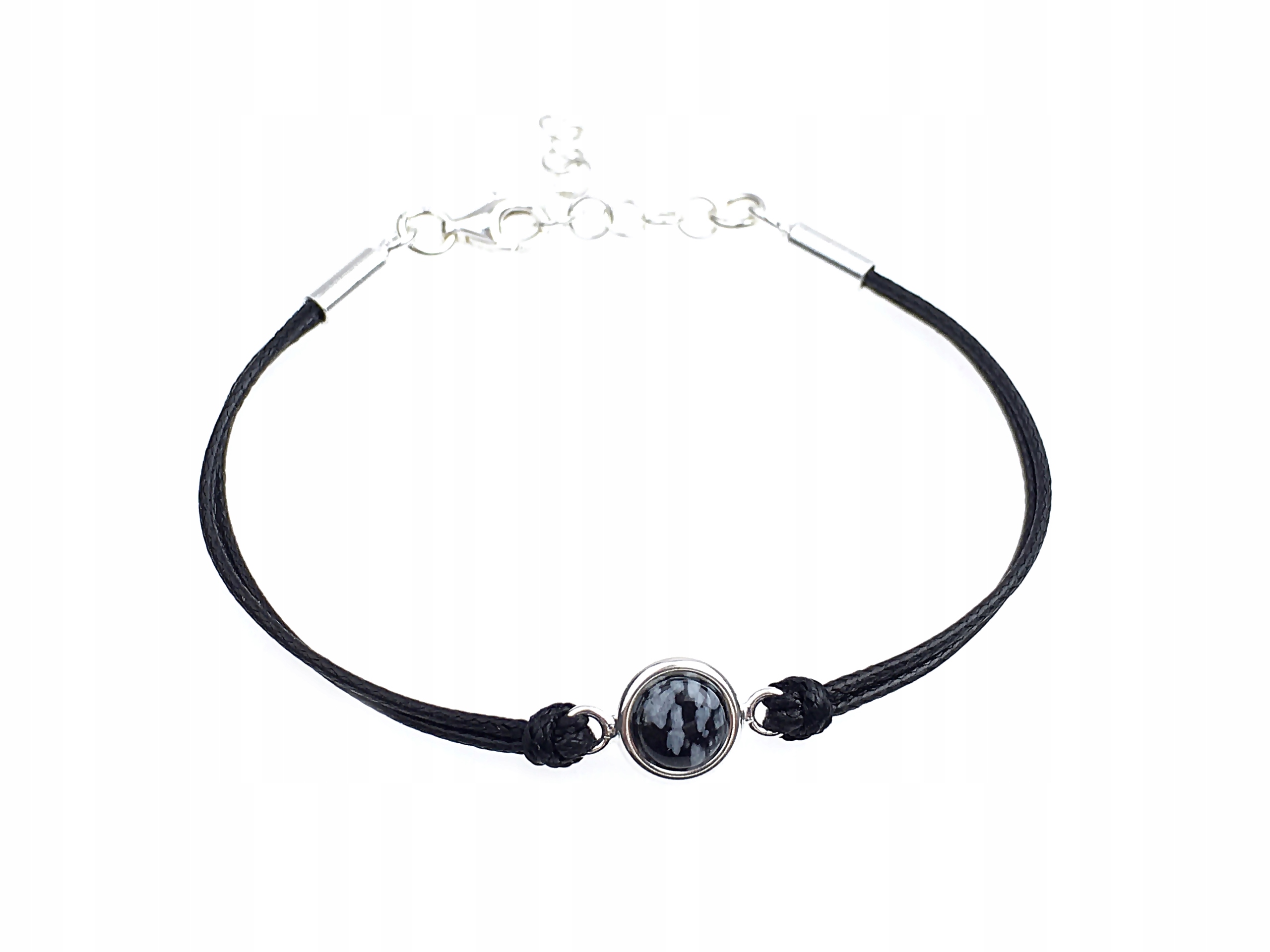 

srebrna bransoletka obsydian śnieżny srebro pr925