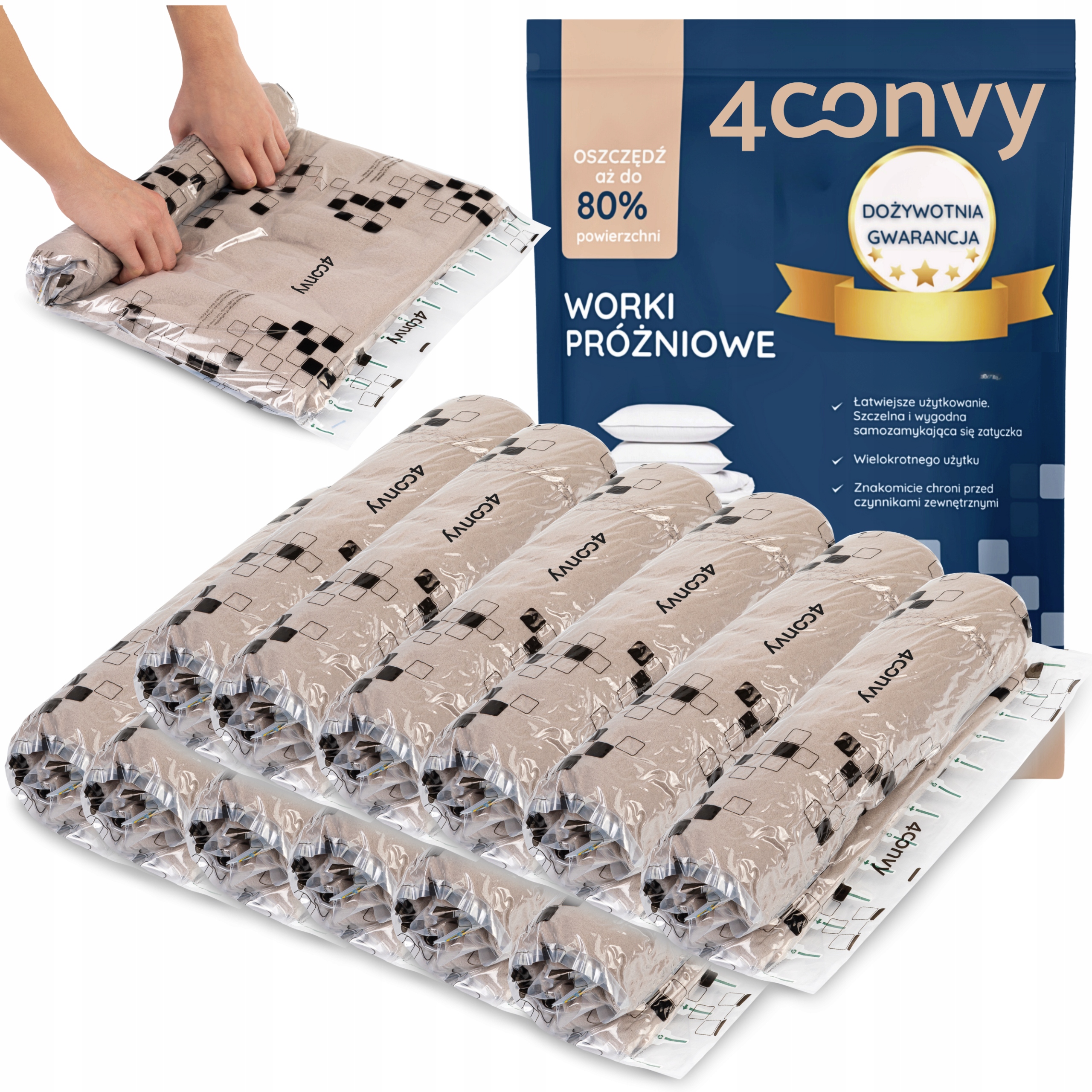 4CONVY 24x Vákuový pytel 40x60 na oblečení, rolovací, rolovací kufr na oblečení