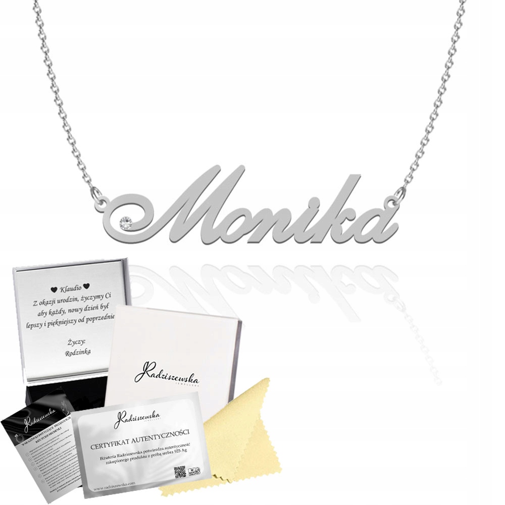 Stříbrný náhrdelník s jménem Monika Řetízek Stříbro 925 Dedikace Bonus
