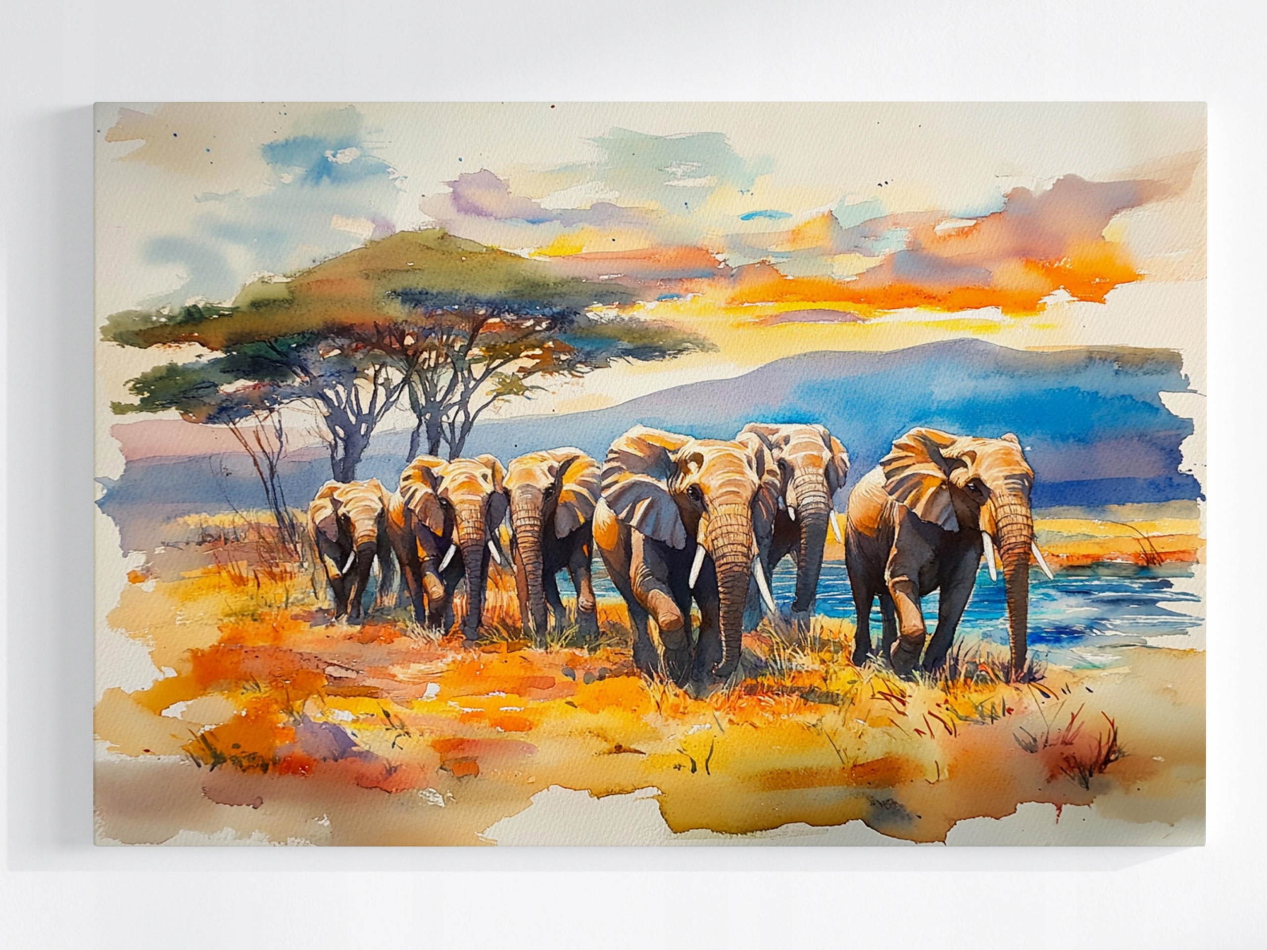Obraz Na Plátně Canvas Slon Stádo Putování Procházka Afrika 120x80