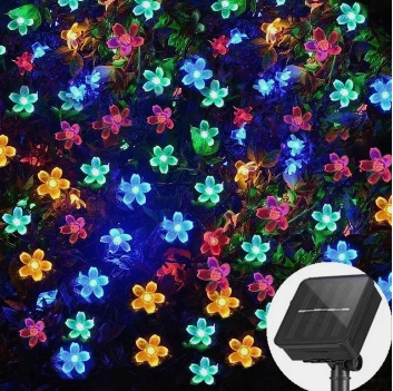 LAMPKI OGRODOWE GIRLANDA SOLARNA LED KWIATKI NA TARAS DO OGRODU 50LED 7M Cechy dodatkowe wodoodporność zasilanie energią słoneczną