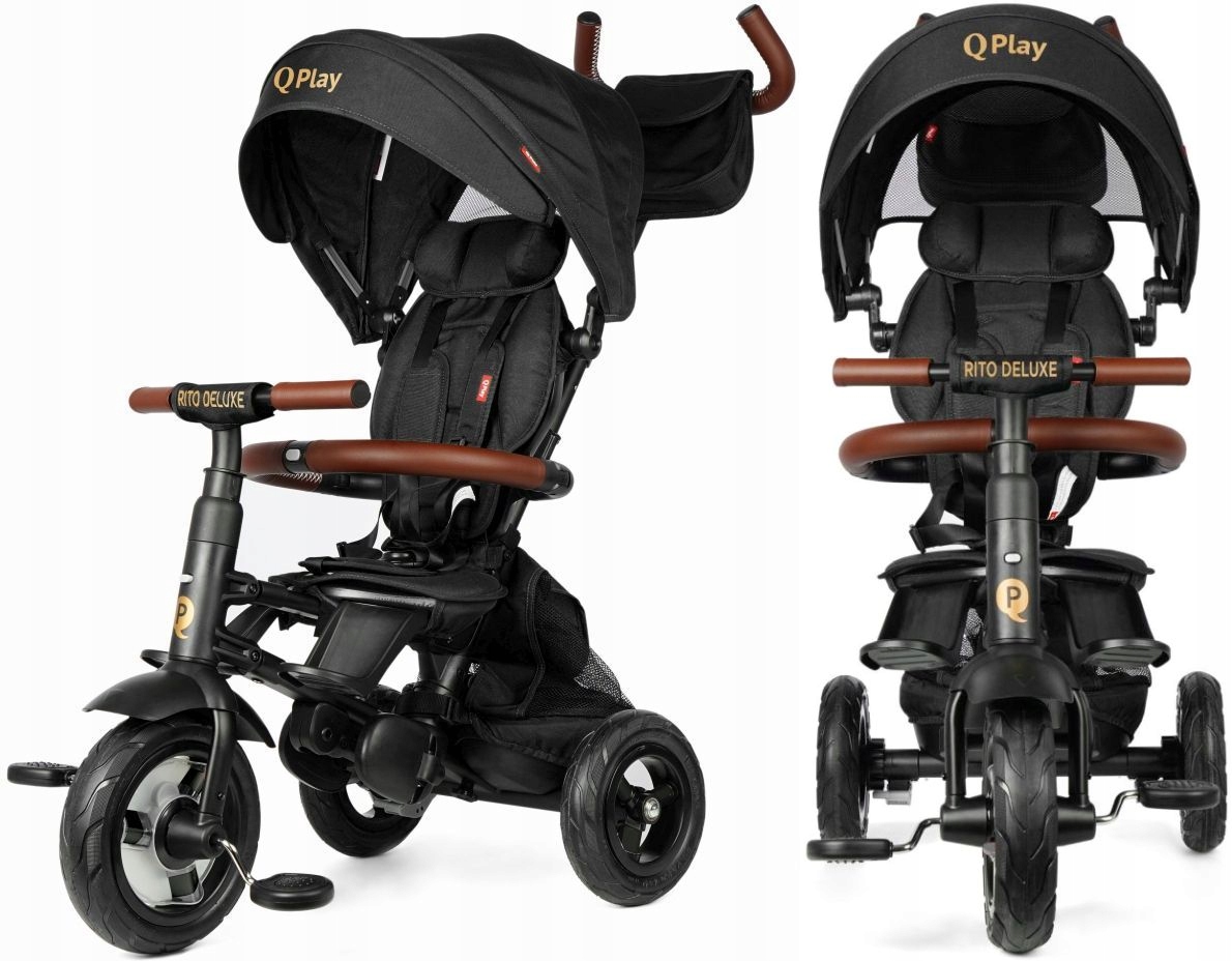 Qplay Rito Deluxe Rubber Rowerek Trójkołowy Dla Dzieci 10M+ Spacerówka