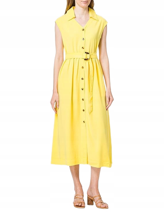 Taifun Žlutá Šaty MIDI Bez Rukávů S Páskem 44 6BA