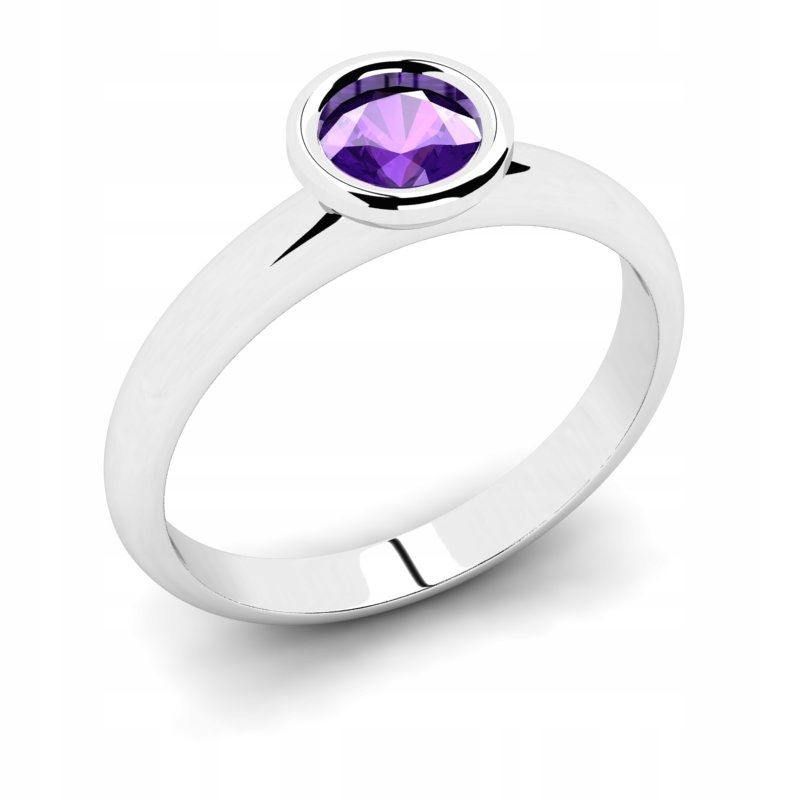 

Pierścionek Z Białego Złota Z Fioletową Cyrkonią