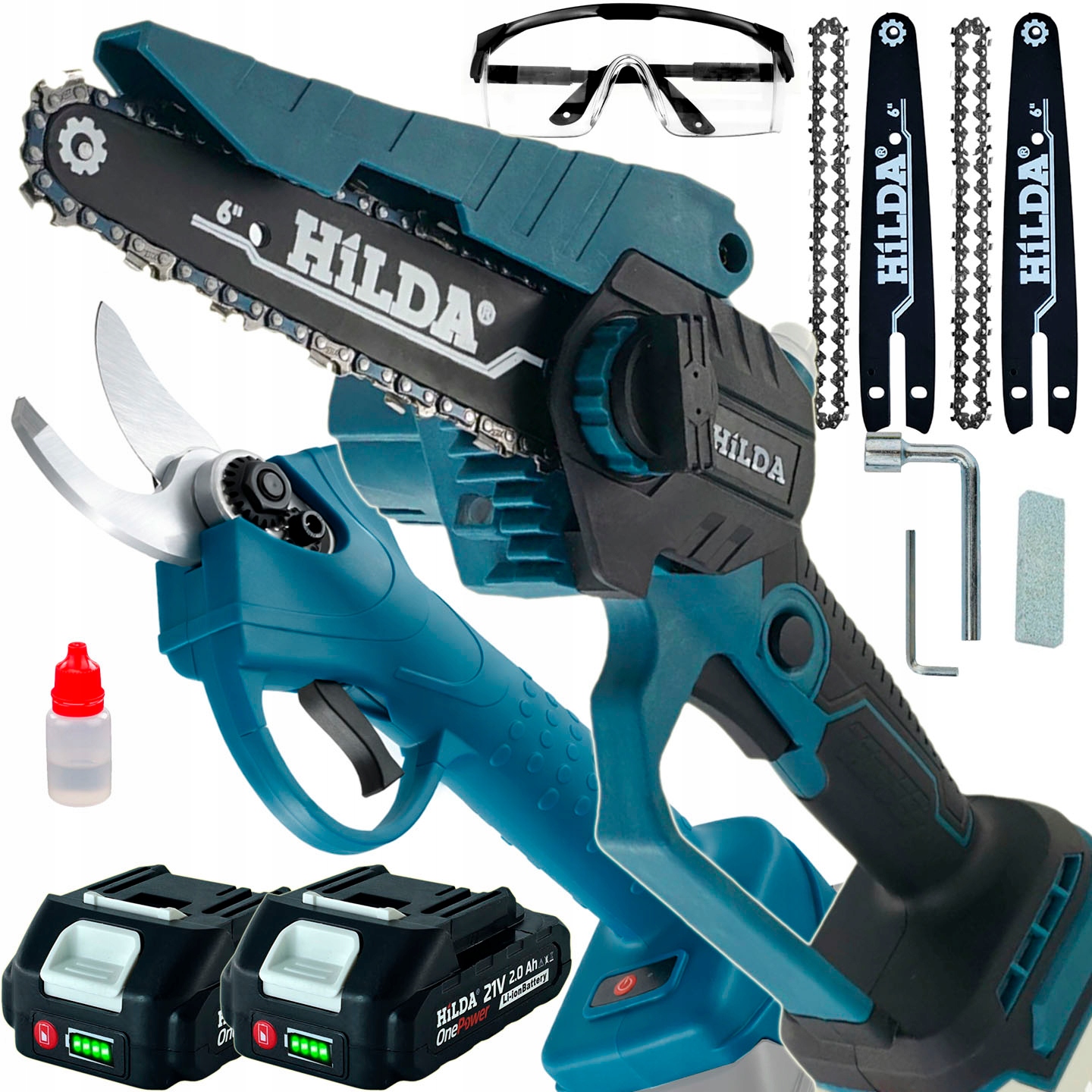 Nožnice Reťazová Píla Hilda Akumulátorová 21V 2 Akumulátorový Kufor Sada