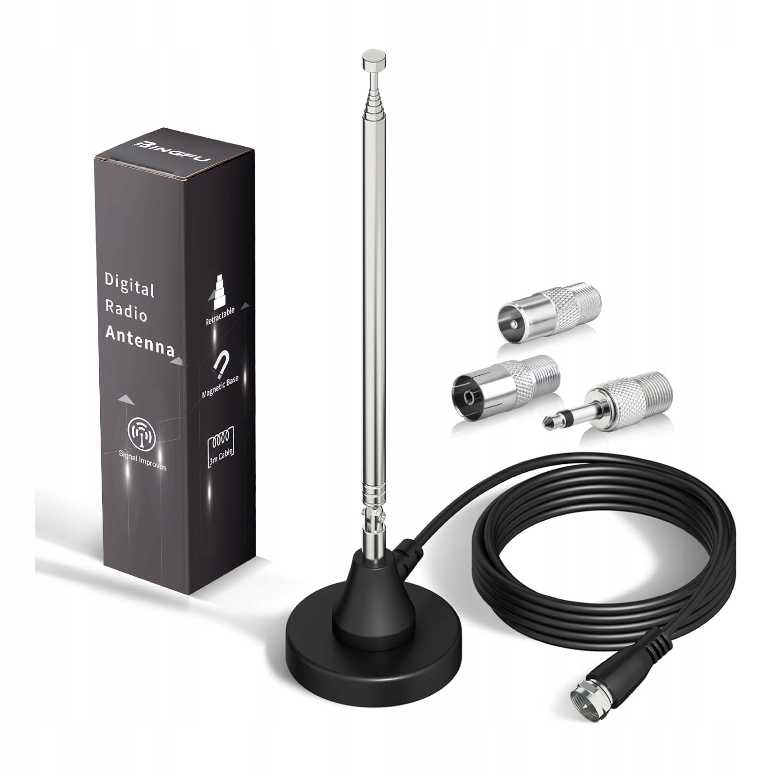 UNIWERSALNA ANETNA RADIOWA DAB+ TELESKOPOWA MAGNETYCZNA POKOJOWA KABEL 3m