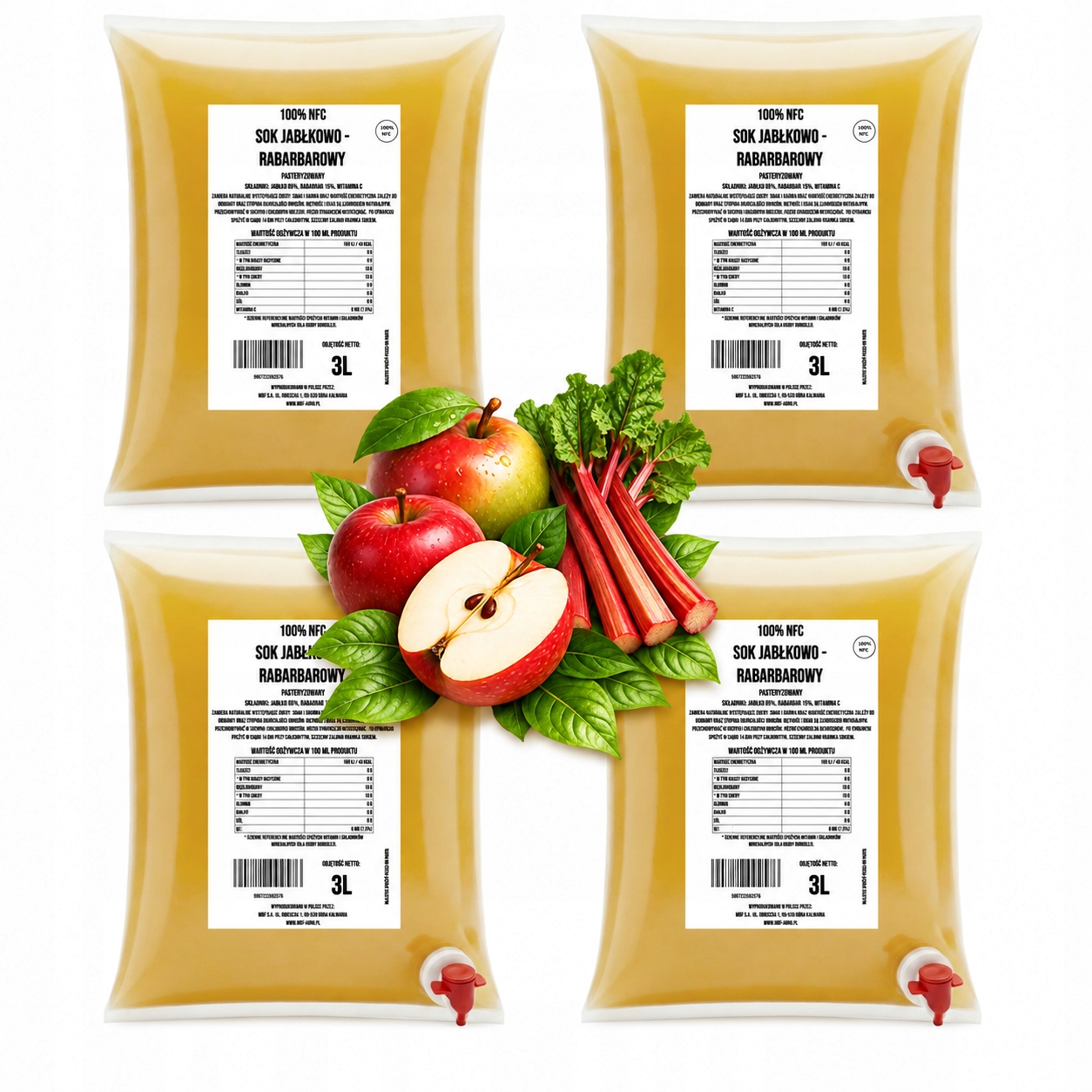 Sada Sok Jablko Rebarbora Lisovaná 100% Nfc Pure Press 4 x 3L