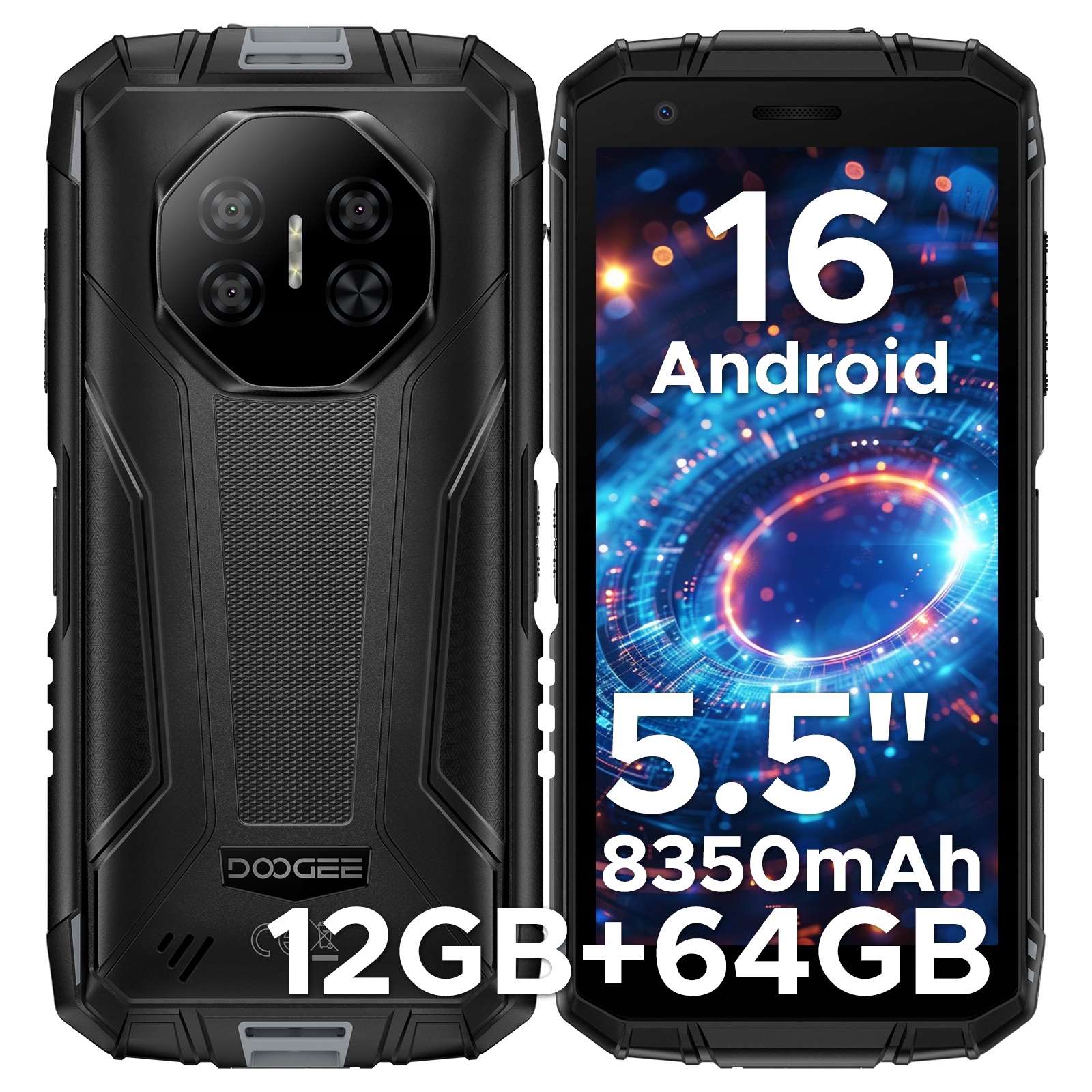 Doogee Fire3 Chytrý telefon Android 16 8350mAh 5,5" Ips 12+64GB 13MP+8MP/Odemknutí obličejem/NFC