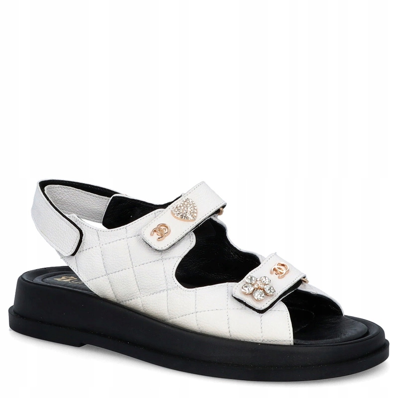 Sandály na suchý zip s ozdobami Tymoteo G1059 Bílé 41